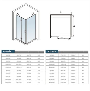 H K - Sprchovací kút MELODY F5 120x90 cm s jednokrídlovými dverami s pevnou stenou, (dvere 120cm / bočná stena 90cm) vrátane sprchovej vaničky z liateho mramoru SE-MELODYF512090/THOR-12090