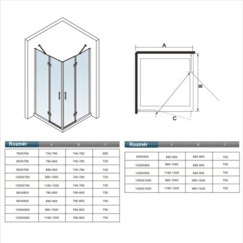 H K - Sprchovací kút MELODY F5 R129, 120x90 cm s jednokrídlovými dverami, rohový vstup vrátane sprchovej vaničky z liateho mramoru SE-MELODYF5R129/THOR-12090