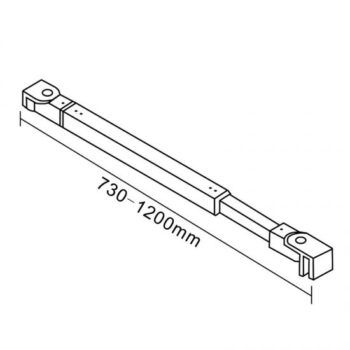 H K - Vzpera C120B, dĺžka 730-1200 mm, pre sklá 6-10mm, čierna SE-C120B