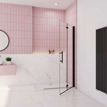 H K - Zalamovacia WALK-IN zástena Melody Black WF1 120x195, číre sklo MELODYBLWF112