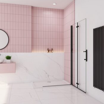 H K - Zalamovacia WALK-IN zástena Melody Black WF1 120x195, číre sklo MELODYBLWF112