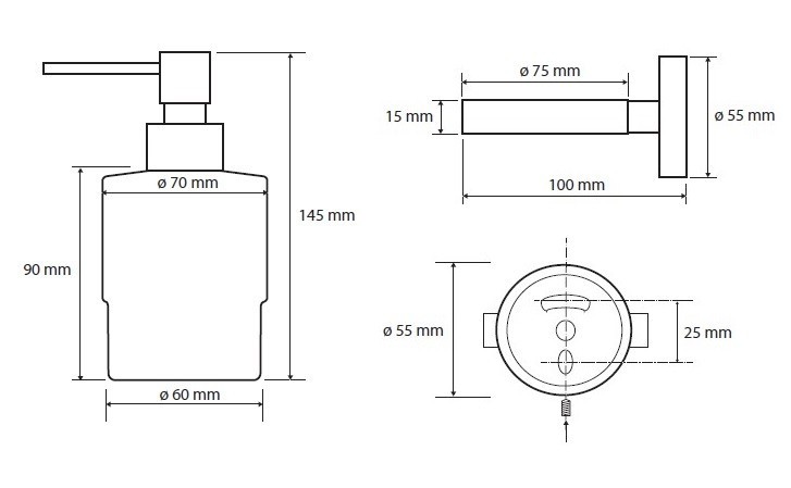 HOPA - Dávkovač tekutého mydla, 200 ml - Farba - Grafit KDBE156109102 HOPA - Dávkovač tekutého mydla, 200 ml - Farba - Grafit KDBE156109102