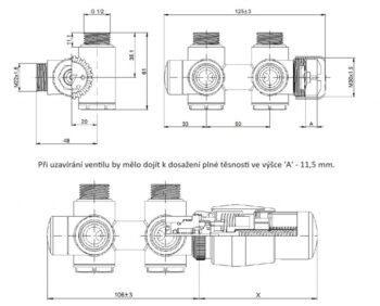 HOPA - THERMCOMB-SET, stredový ventil (Z4K) s pripojením pre elektrickú tyč - Farba - Čierna matná tmavá, Variant - Ľavá RDTHERCOMSETLMB