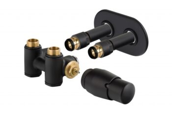 HOPA - THERMCOMB-SET, stredový ventil (Z4K) s pripojením pre elektrickú tyč - Farba - Čierna matná tmavá, Variant - Pravá RDTHERCOMSETRMB