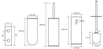 HOPA - WC kefa valcová na postavenie alebo zavesenie, 95×380×105 mm - Farba - Čierna KDBE102313060