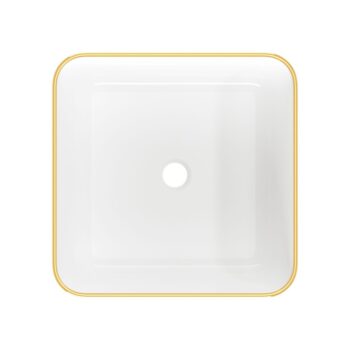 INVENA - Umývadlo na dosku MALAGA 39 cm, biela/zlatá CE-39-013-W