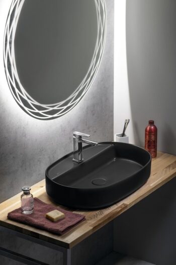 ISVEA - INFINITY OVAL keramické umývadlo na dosku, 60x40cm, čierna matná 10NF65060-2N
