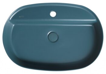 ISVEA - INFINITY OVAL keramické umývadlo na dosku, 60x40cm, matná zelena Petrol 10NF65060-2P