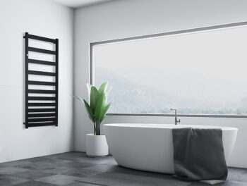 Instalprojekt - Kúpeľňový radiátor BELTI čierna farba - Farba radiátora - Čierna, Rozmer radiátora - 500 × 1203 mm, výkon 473 W, Typ pripojenia - Stredové 50 mm RADBEL501231SP