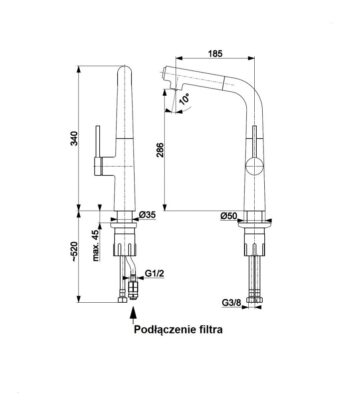KFA KFA - Batéria MUNGO drezová stojanková s filtráciou, chróm 6733-915-00