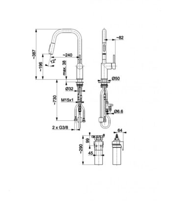 KFA KFA - Batéria drezová DUERO PURE STYLE výsuvná s filtráciou čierna 6623-314-81