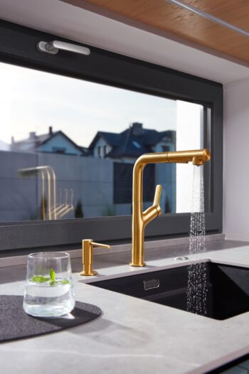 KFA KFA - DUERO DESIGN drezová batéria s otočnou vyťahovacou sprchou, brúsené zlato 6623-220-31