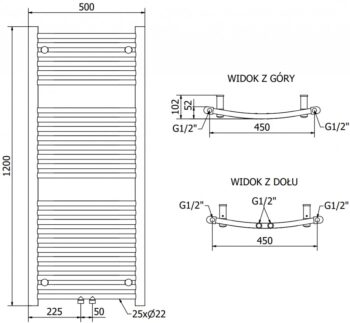 MEXEN - Ares vykurovací rebrík/radiátor 1200x500 mm, 420 W, chróm W102-1200-500-00-01
