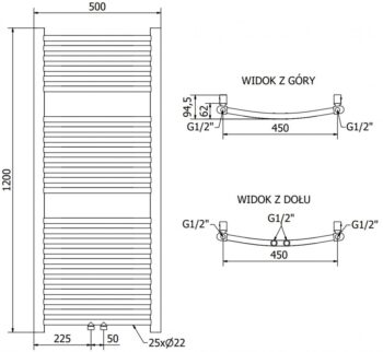 MEXEN - Ares vykurovací rebrík/radiátor 1200x500 mm, 420 W, zlatá W102-1200-500-00-50