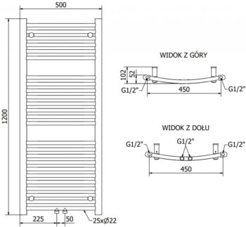 MEXEN - Ares vykurovací rebrík/radiátor 1200x500 mm, 531 W, čierna W102-1200-500-00-70