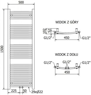 MEXEN - Ares vykurovací rebrík/radiátor 1500x500 mm, 630 W, biela W102-1500-500-00-20