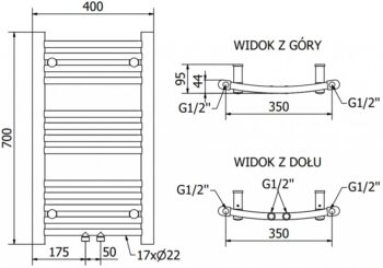 MEXEN - Ares vykurovací rebrík/radiátor 700 x 400 mm, 189 W, chróm W102-0700-400-00-01