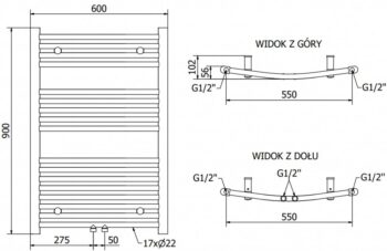 MEXEN - Ares vykurovací rebrík/radiátor 900 x 600 mm, 342 W, zlatá W102-0900-600-00-50