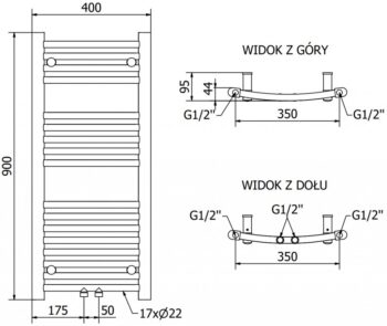MEXEN - Ares vykurovací rebrík/radiátor 900x400 mm, 312 W, biela W102-0900-400-00-20