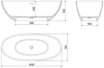 MEXEN - Bari voľne stojaca vaňa z liateho mramoru 165 x 75, biela mat 57221657500