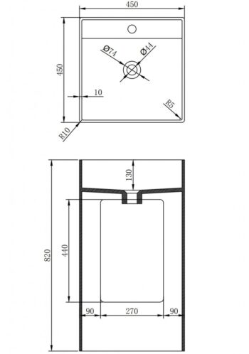 MEXEN - Belen Voľne stojace umývadlo z liateho mramoru 45 x 45, biela mat 26604500