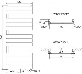 MEXEN - Ceres vykurovací rebrík/radiátor 1200 x 500 mm, 481 W, zlatá W111-1200-500-00-50