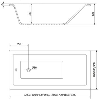 MEXEN - Cubik obdĺžniková vaňa 150 x 70, biela 55031507000
