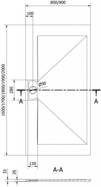 MEXEN - Egon obdĺžniková sprchová vanička SMC 160 x 90, biela 4R109016