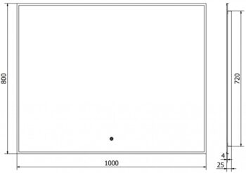 MEXEN - Erma zrkadlo s osvetlením 100 x 80, LED 6000K, čierny rám 9814-100-080-611-70
