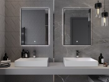 MEXEN - Erma zrkadlo s osvetlením 60 x 80, LED 6000K, čierny rám 9814-060-080-611-70