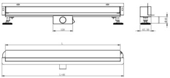 MEXEN - Flat Wall odtokový žľab stena 2v1 120 cm čierna 1730120