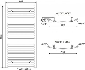 MEXEN - Helios vykurovací rebrík/radiátor 1200 x 600 mm, 664 W, antracit W103-1200-600-00-66