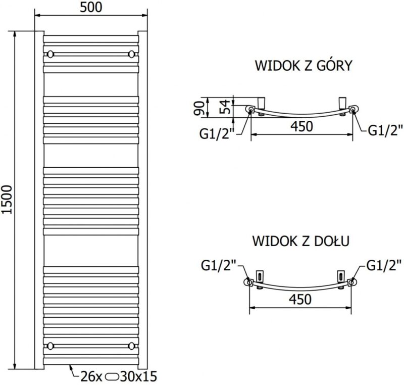 MEXEN - Helios vykurovací rebrík/radiátor 1500 x 500 mm, 537 W, chróm W103-1500-500-00-01 MEXEN - Helios vykurovací rebrík/radiátor 1500 x 500 mm, 537 W, chróm W103-1500-500-00-01