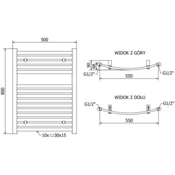 MEXEN - Helios vykurovací rebrík/radiátor 800 x 600 mm, 450 W, antracit W103-0800-600-00-66