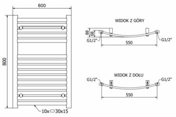 MEXEN - Helios vykurovací rebrík/radiátor 800 x 600 mm, 450 W, antracit W103-0800-600-00-66