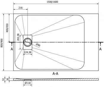 MEXEN - Hugo sprchová vanička obdĺžniková SMC 160x90, čierna 42709016
