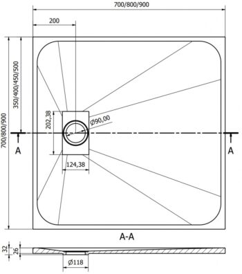 MEXEN - Hugo štvorcová sprchová vanička SMC 80 x 80, biela kameň 42158080