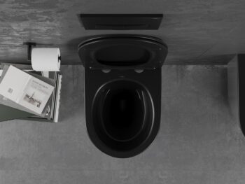 MEXEN - Lena Závesná WC misa vrátane sedátka s slow-slim, duroplast, čierna mat / strieborná 30224074