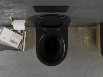 MEXEN - Lena Závesná WC misa vrátane sedátka s slow-slim, duroplast, čierna mat / zlatý vzor 30224077