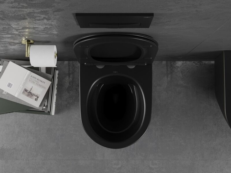 MEXEN - Lena Závesná WC misa vrátane sedátka s slow-slim, duroplast, čierna mat/zlatá linka 30224075 MEXEN - Lena Závesná WC misa vrátane sedátka s slow-slim, duroplast, čierna mat/zlatá linka 30224075