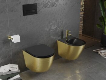 MEXEN - Lena bidet závesný, čierna mat/zlatá vzor 35224877