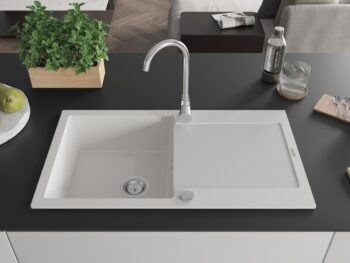 MEXEN MEXEN - Leo granitový drez s odkvapkávačom 900x500 mm, biela 6501901010-20
