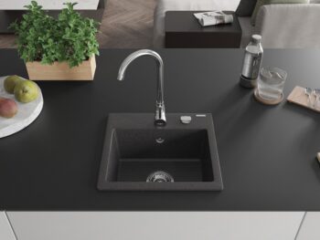MEXEN MEXEN - Milo granitový drez 1-miska 435x410 mm, čierna škvrnité 6505441000-76