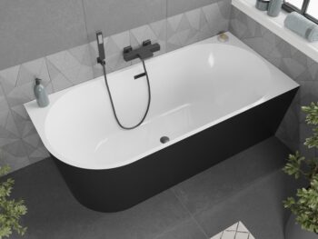 MEXEN - Mia vaňa voľne stojaca pravá 170x80, biela/čierna, čierny sifón 52691708075P-B