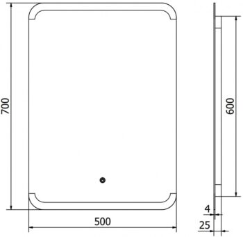 MEXEN - Nida zrkadlo s osvetlením 50 x 70, LED 600 9806-050-070-611-00