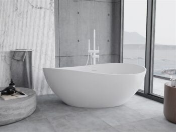 MEXEN - Parma voľne stojaca vaňa z liateho mramoru 160 x 95, biela mat 57231609500