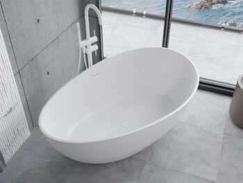 MEXEN - Parma voľne stojaca vaňa z liateho mramoru 160 x 95, biela mat 57231609500