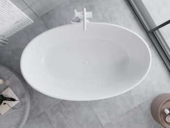 MEXEN - Parma voľne stojaca vaňa z liateho mramoru 160 x 95, biela mat 57231609500