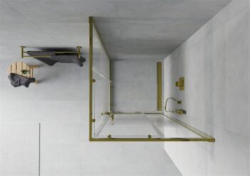 MEXEN - Rio sprchovací kút štvorec 90 x 90, transparent, zlatá 860-090-090-50-00