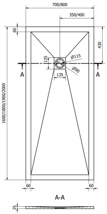 MEXEN - Stone+ sprchová vanička obdĺžniková 200x80, antracit 44718020